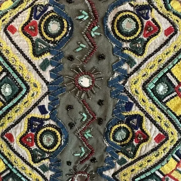 ZARA Womens Embroidered Pom Pom Jacket Size XS Military Tassel Boho Festival - Picture 4 of 8